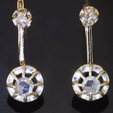 Diamond rose cut Art Deco earrings